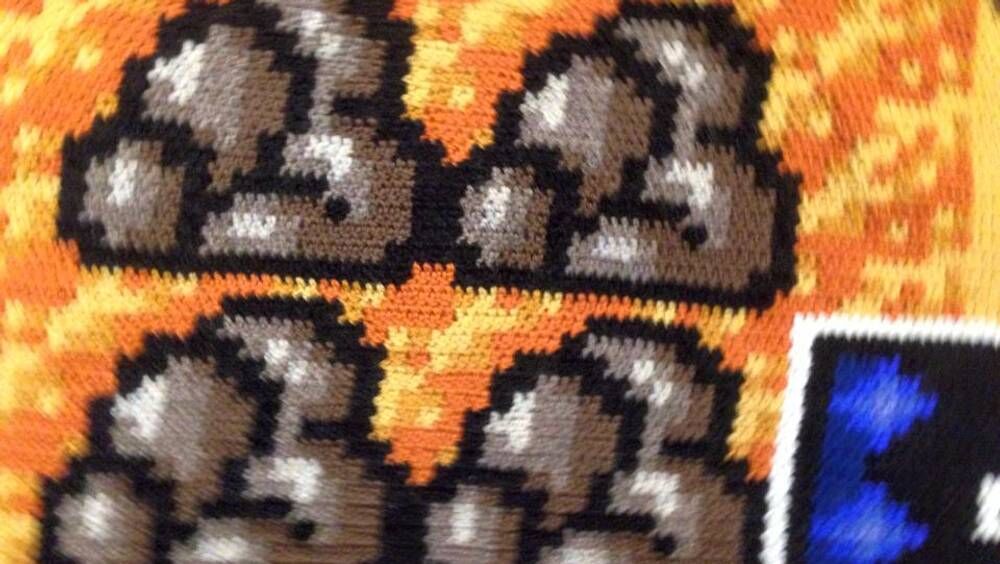 Close-up of the crocheted rock texture